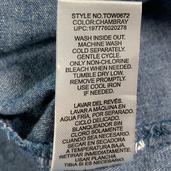 Draper James S Womens Heidi V Neck Top in Chambray Medium Blue - Picture 10 of 10